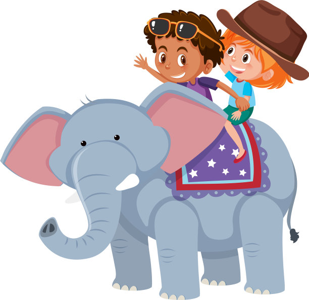 骑大象的孩子们图片下载