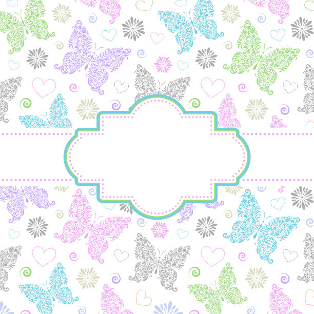 绘有蝴蝶图案的卡片图片下载