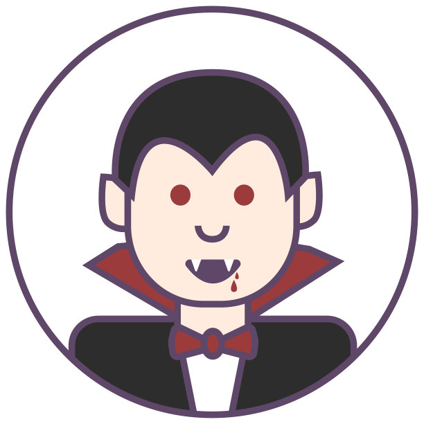 德拉库拉化身吸血鬼在黑色服装图标图片下载