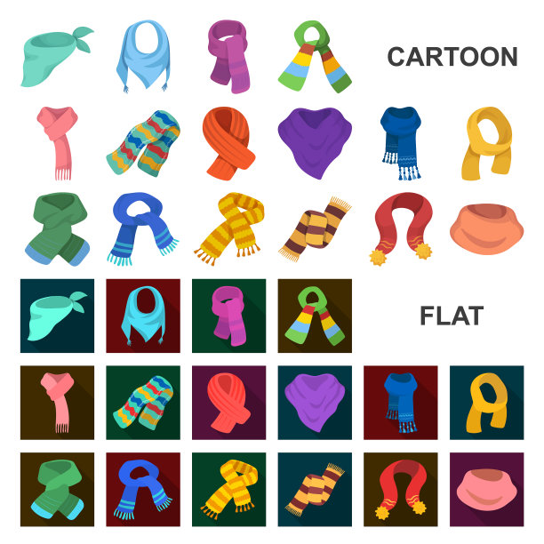 围巾和披肩卡通图标在集合图片下载