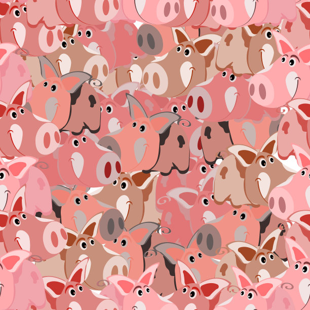 无缝图案与卡通粉色的图像图片下载