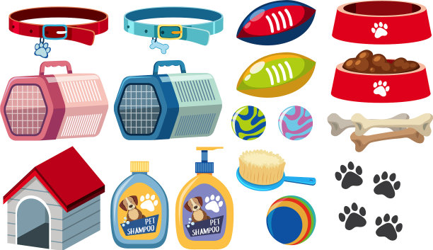 不同的狗配件在白色的背景图片下载