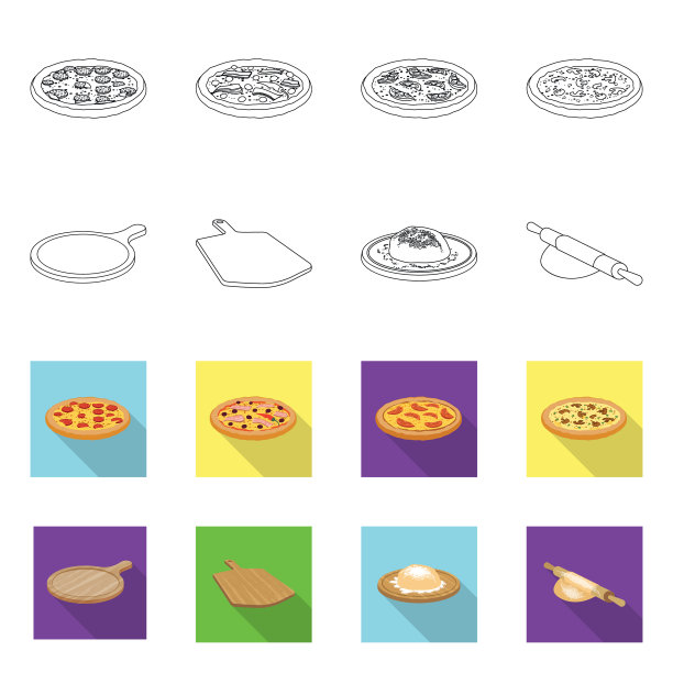 披萨和食物图标的设计集合图片下载