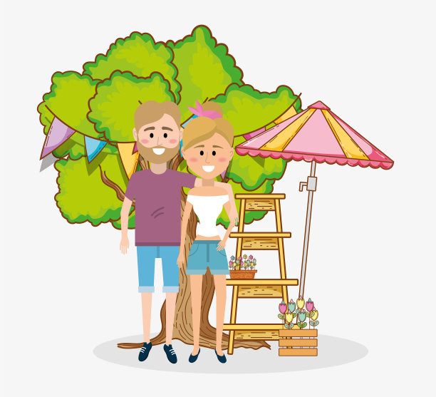 春天里的年轻夫妇图片下载