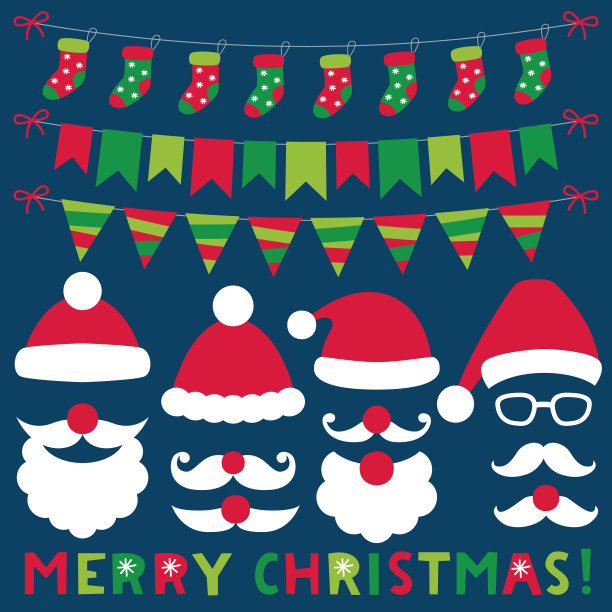 圣诞老人的帽子，胡子和小胡子图片下载