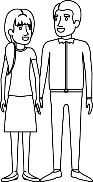 男女站立的单色剪影图片下载