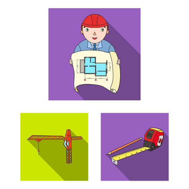 建筑和建筑平面图标设置图片下载