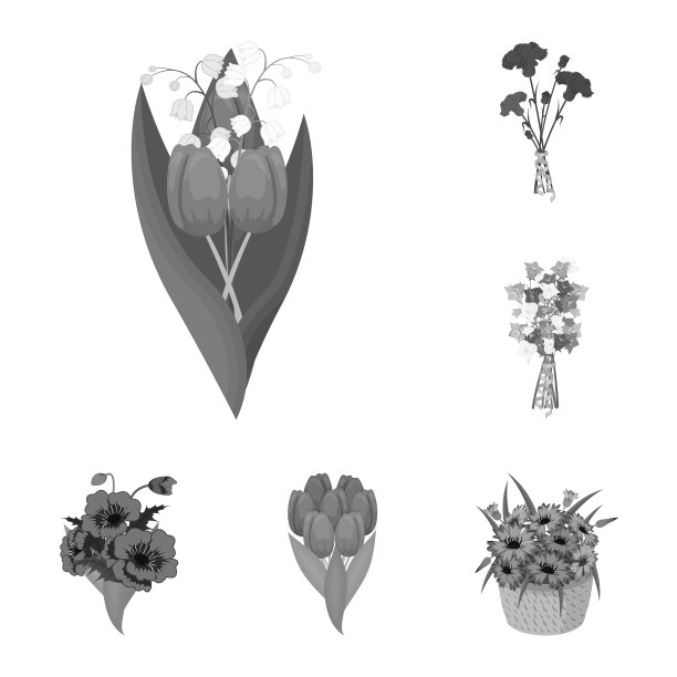 一束鲜花单色图标集图片下载