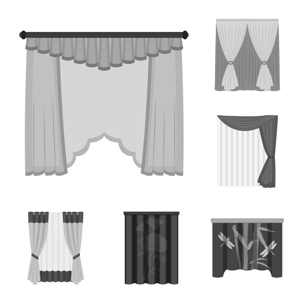 不同种类的窗帘单色图标图片下载