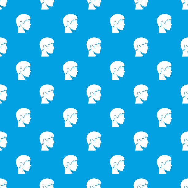 人头图案无缝蓝色图片下载