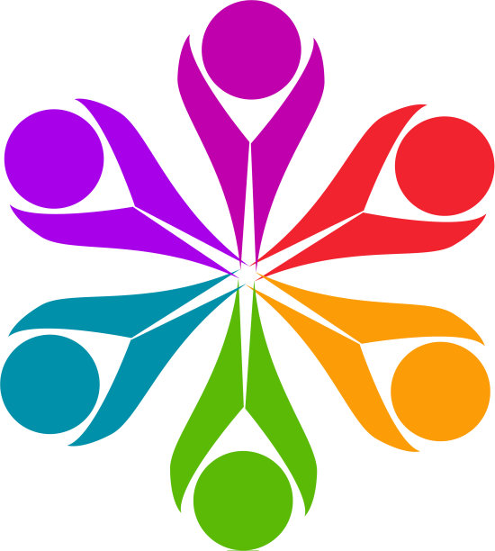 抽象团队合作的人花标志图片下载
