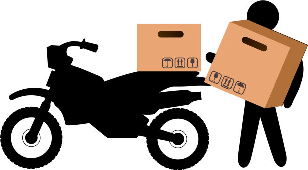 搬运工搬运箱子和摩托车图片下载