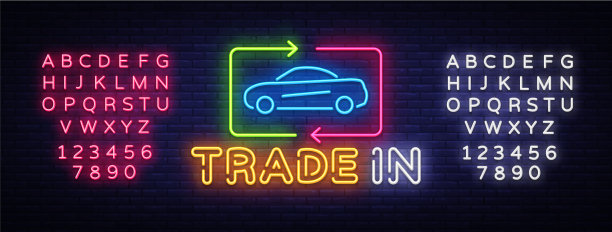 汽车霓虹招牌租赁汽车设计图片下载