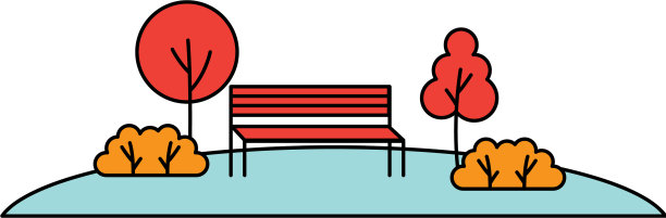 景观公园长椅灌木自然图片下载