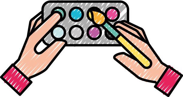 手握画笔艺术调色板图片下载