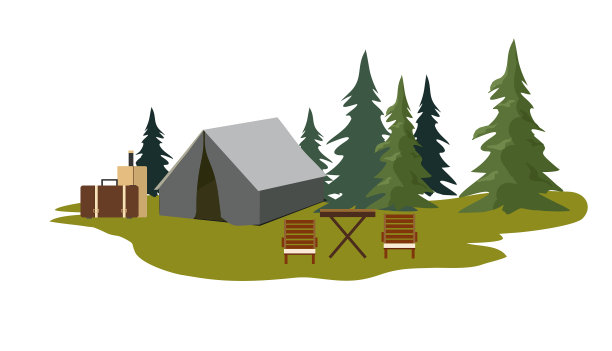 在冷杉树上露营的帐篷图片下载