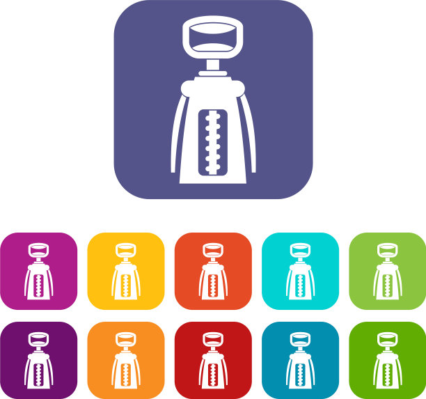 现代开瓶器图标设置扁平图片下载