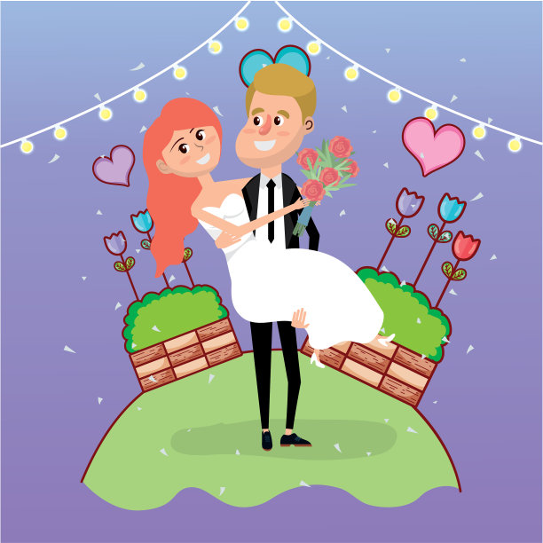 婚礼卡片设计卡通图片下载