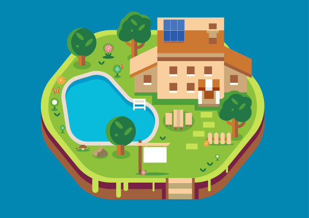 家居等距平面风格设计建筑图片下载