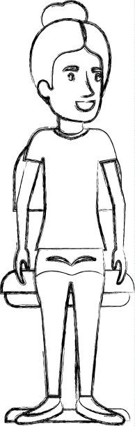 模糊的剪影与收集头发的女人图片下载