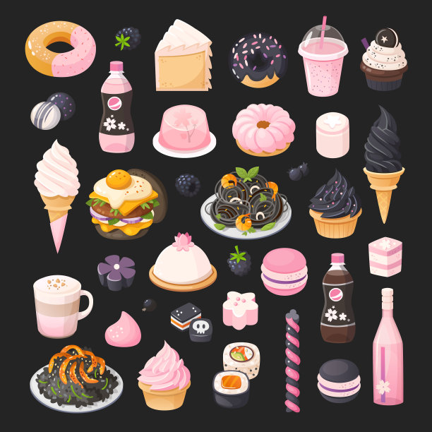 黑色和粉色食物图片下载