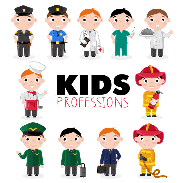 儿童角色穿着专业制服图片下载