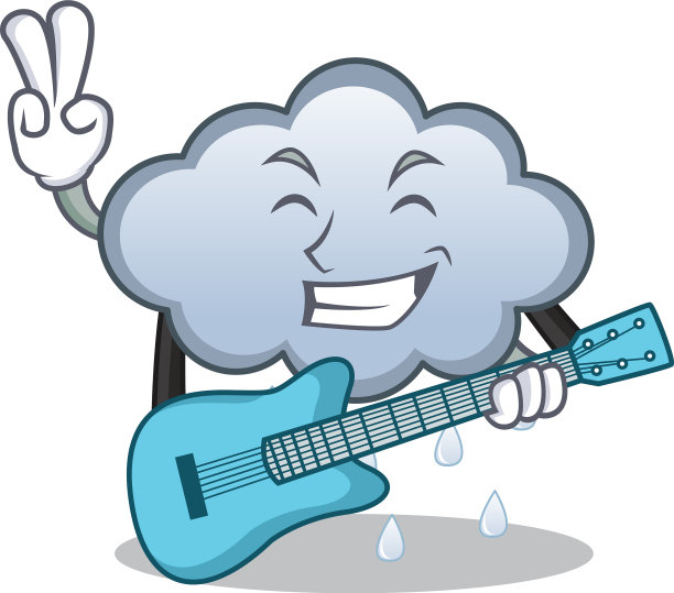 用吉他制作的雨云人物卡通图片下载