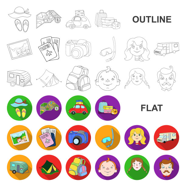 家庭假日平面图标集合为图片下载