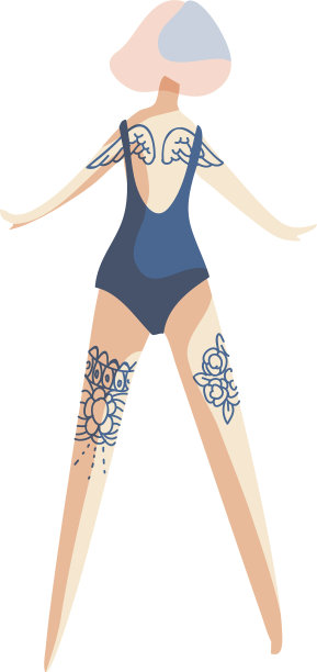 纹身女人在白色背景纹身概念图片下载