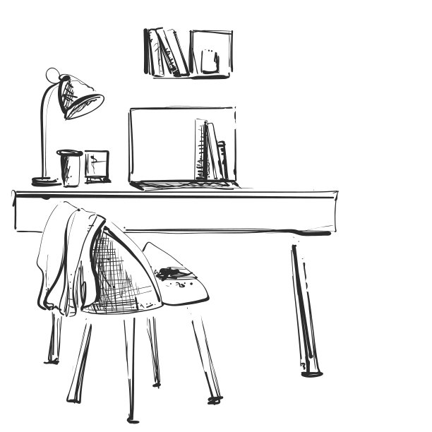 用电脑或工作场所手工绘制的桌子图片下载