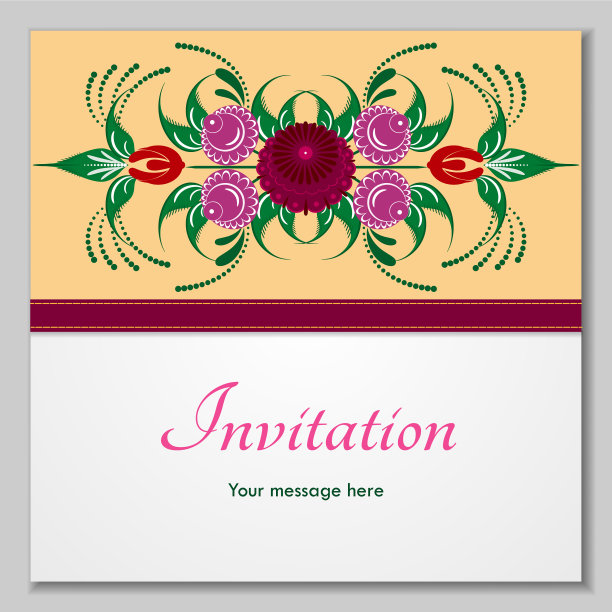 贺卡与风格的鲜花和丝带图片下载