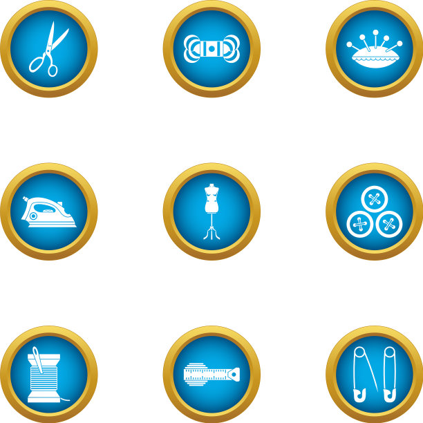 干净的布图标设置平坦的风格图片下载