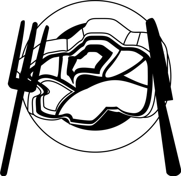 黑白相间的美味肉盘图片下载