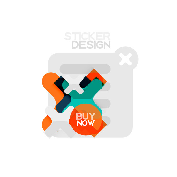 平面设计十字形状几何贴纸图标图片下载