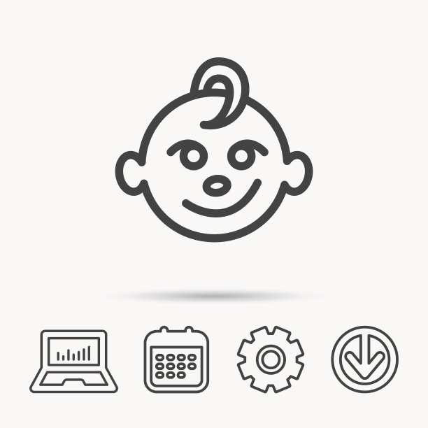 男婴面部图标，带有微笑标志图片下载