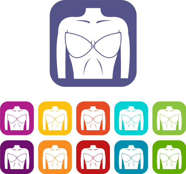 女性乳房在胸罩图标集图片下载