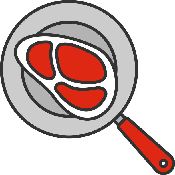 煎锅上的牛排颜色图标图片下载