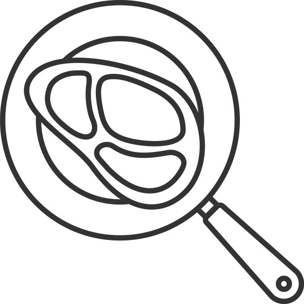 牛排在煎锅上线性图标图片下载