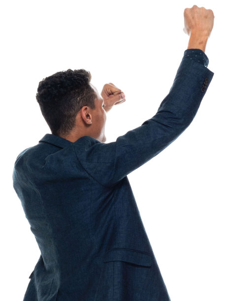 非裔美籍年轻男性商人穿着商务休闲装站在白色背景前图片下载