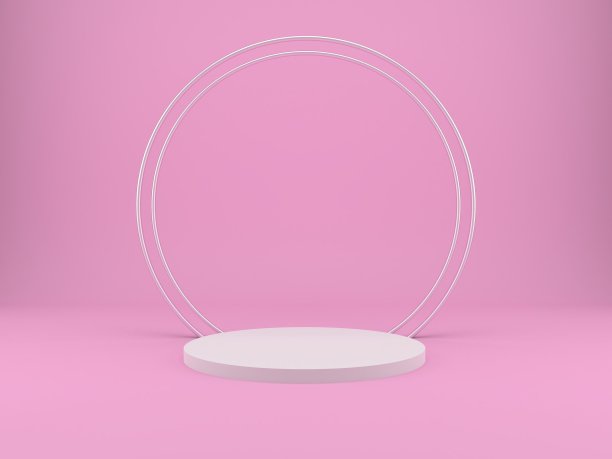 3d渲染工作室与几何形状，讲台在地板上。产品展示平台，模拟背景。图片下载