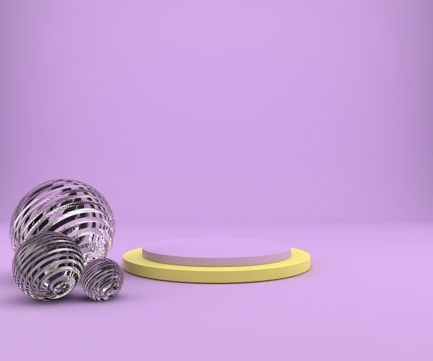 3d渲染工作室与几何形状，讲台在地板上。产品展示平台，模拟背景。图片下载