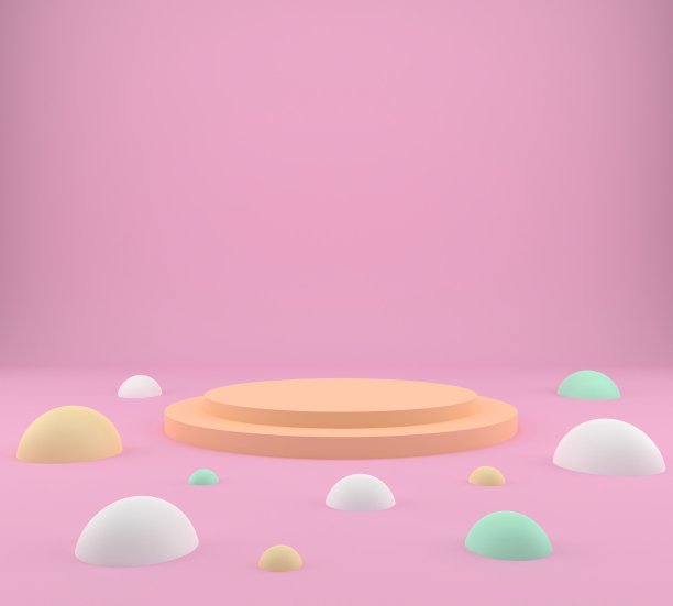 3d渲染工作室与几何形状，讲台在地板上。产品展示平台，模拟背景。图片下载