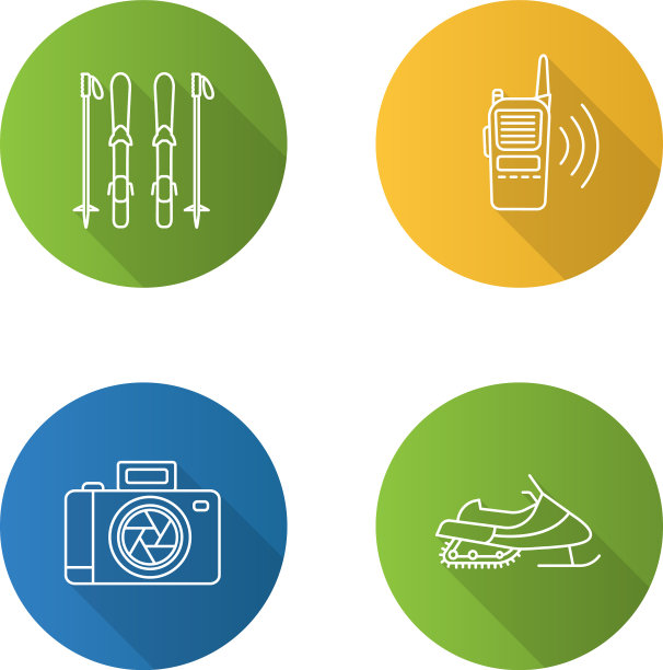 冬季活动平面线性长阴影图标图片下载