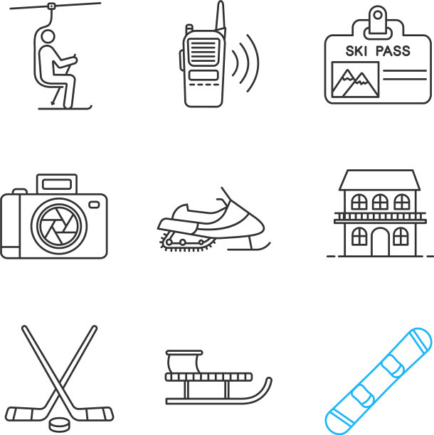 冬季活动线性图标集图片下载