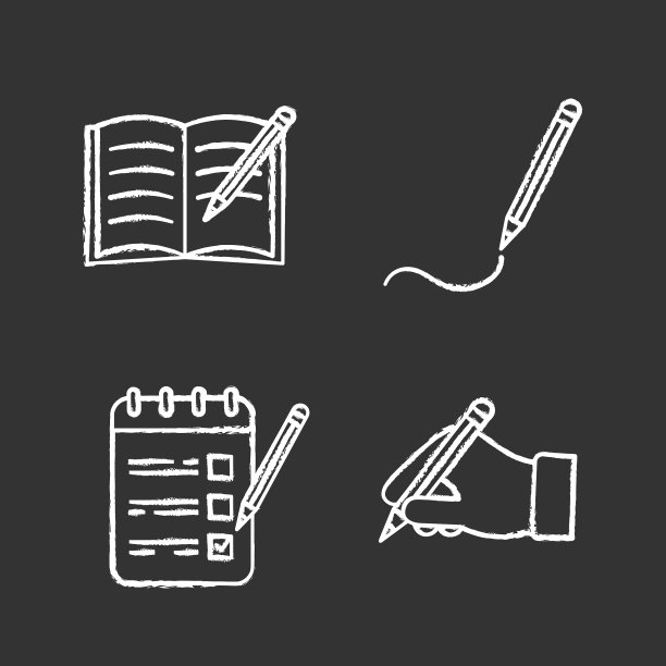 书写与铅笔粉笔图标设置图片下载