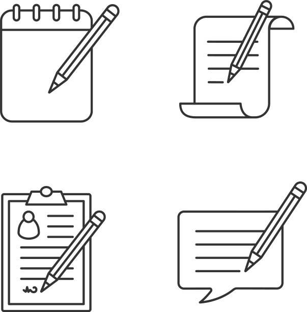 书写与铅笔线性图标集图片下载