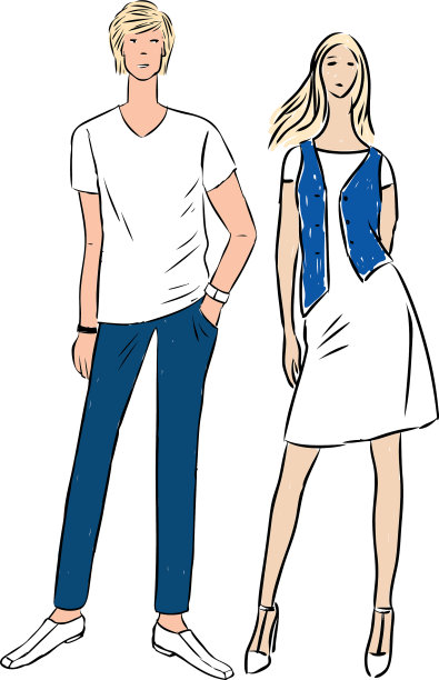 一对年轻人穿着夏天的棉布牛仔裤图片下载