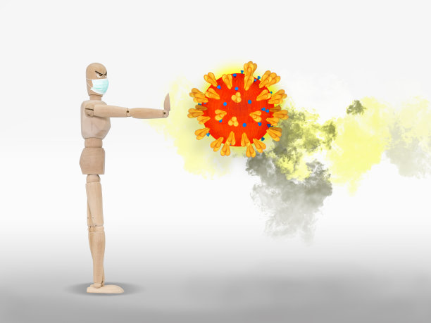 冠状病毒与卫生盾牌作战图片下载