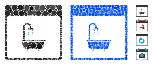 淋浴浴缸日历的页面组成图标图片下载