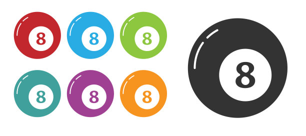 黑色台球池斯诺克球图标孤立在白色背景。设置图标丰富多彩。矢量图图片下载